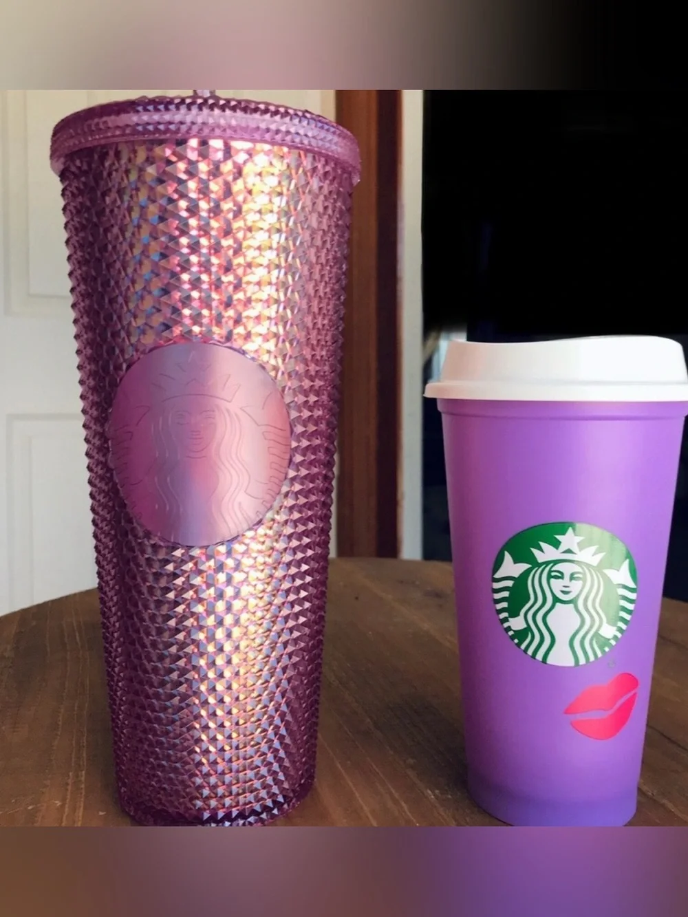 Disneyland 50th Anniversary Starbucks Pink Studded Tumbler set